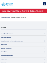 Coronavirus disease (COVID-19) pandemic information from the World Health Organisation (WHO)