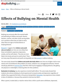 The Effects of Bullying on Mental Health