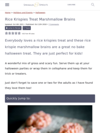 Rice Krispies Treat Marshmallow Brains