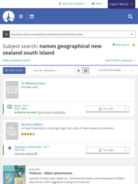 South Island geographical names