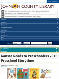 Kansas Reads to Preschoolers 2016 Preschool Storytime