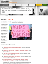 Resources for Talking About Race, Racism, and Racialized Violence with Kids