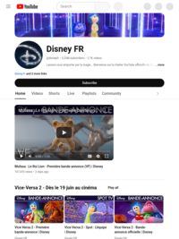 Disney FR
 - YouTube