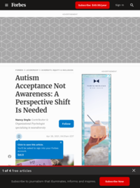 Autism Acceptance Not Awareness: A Perspective Shift Is Needed