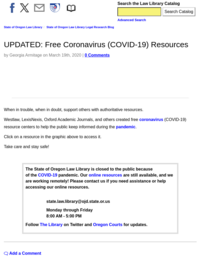 State of Oregon Law Library: Free Online COVID-19 Legal Resources