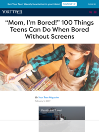 Your Teen for Parents | 100 Things Teenagers Can Do Without Screens