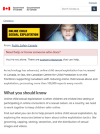 Online Child Sexual Exploitation - Government of Canada
