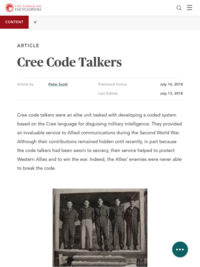Cree Code Talkers | The Canadian Encyclopedia