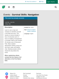 Program: Survival Skills - Navigation (Sept 1)