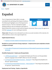 U.S. Department of Labor recursos en español