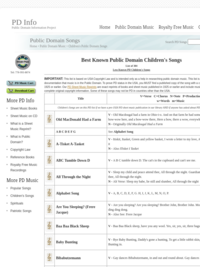 Children's Public Domain Song List