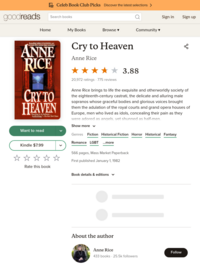 Cry to Heaven by Anne Rice — Reviews, Discussion, Bookclubs, Lists