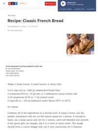 NPR | Recipe: Classic French Bread