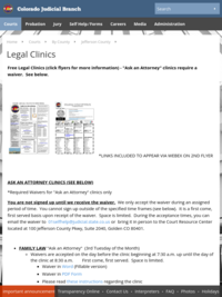 Colorado Judicial Branch: Free Legal Clinics