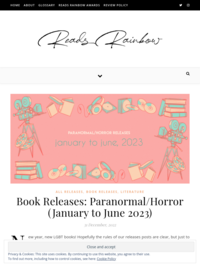 Book Releases: Paranormal/Horror (January to June 2023)