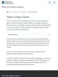 County of Santa Clara Hate Crimes Team