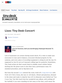 Watch Lizzo Play The Tiny Desk| NPR