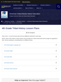 State of Oregon 4th Grade Tribal History Lesson Plans