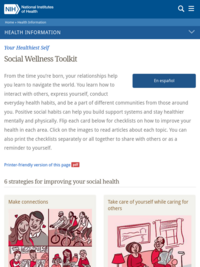 Website: NIH Social Wellness Toolkit