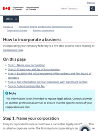 Steps to incorporating - Corporations Canada