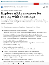 American Psychological Association: APA resources for coping with mass shootings, understanding gun violence