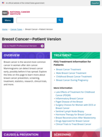 Breast Cancer Information for patients from the National Cancer Institute