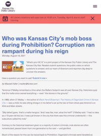 Who was Kansas City’s mob boss during Prohibition?