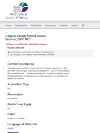 Douglas County School Censuses, 2000.070