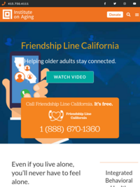 Friendship Line (Institute on Aging): 1-800-971-0016