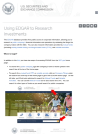 SEC.gov (Securities and Exchange Commission) - Using EDGAR to Research Investments