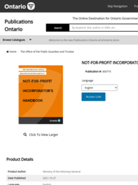 Not-for-Profit Incorporator's Handbook (Ontario)