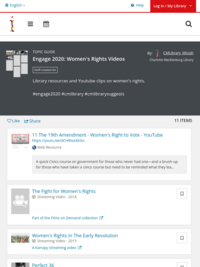 Engage 2020: Video on Women's Rights | Charlotte Mecklenburg Library | BiblioCommons