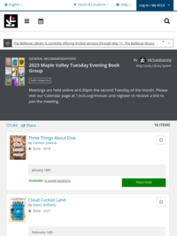 Maple Valley Tuesday Evening Book Group 2023