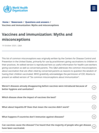 World Health Organization: myths and misconceptions about vaccines