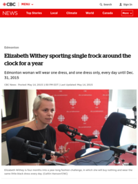 Elizabeth Withey sporting single frock around the clock for a year | CBC News