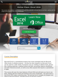 Microsoft Excel 2016 (You will need a CMLibrary Card to access Universal Class)