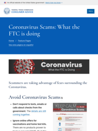 Federal Trade Commission| Coronavirus Advice for Consumers