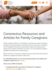 Coronavirus (COVID-19) Resources and Articles for Family Caregivers | Family Caregiver Alliance