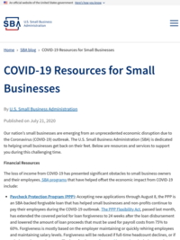 US Small Business Administration: COVID-19 Resources for Small Businesses