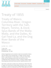 Confederated Tribes of Warm Springs: the Treaty of 1855
