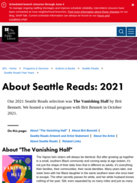 Seattle Reads 2021: The Vanishing Half by Brit Bennett