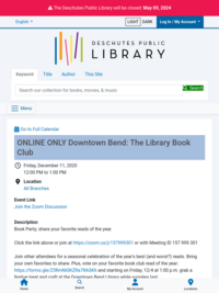 ONLINE ONLY Downtown Bend: The Library Book Club