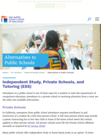 San Mateo County Office of Education: Alternatives to Public Schools