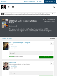 Maple Valley Tuesday Night Book Group Picks 2022