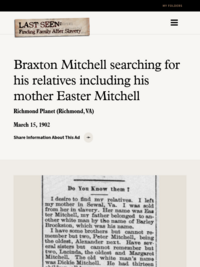 Braxton Mitchell searching for his relatives including his mother Easter Mitchell