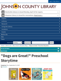 Dogs are Great! Preschool Storytime
