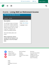 Program: Living Well on Retirement Income (Sept 27)