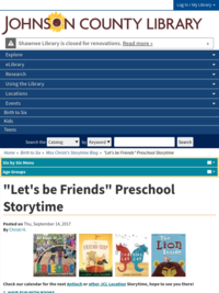 Let's be Friends Preschool Storytime