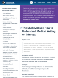 “The Murk Manual: How to Understand Medical Writing on Intersex” by Raphael Carter