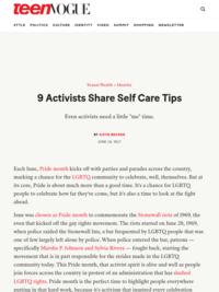 9 Activists Share Self Care Tips | Teen Vogue